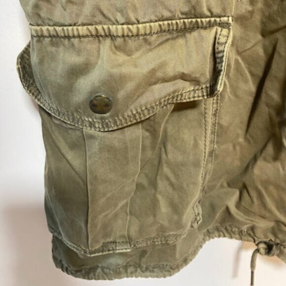 Talula Olive Green Faux Leather Sleeve Women's Utility Jacket Size M - Picture 3 of 11